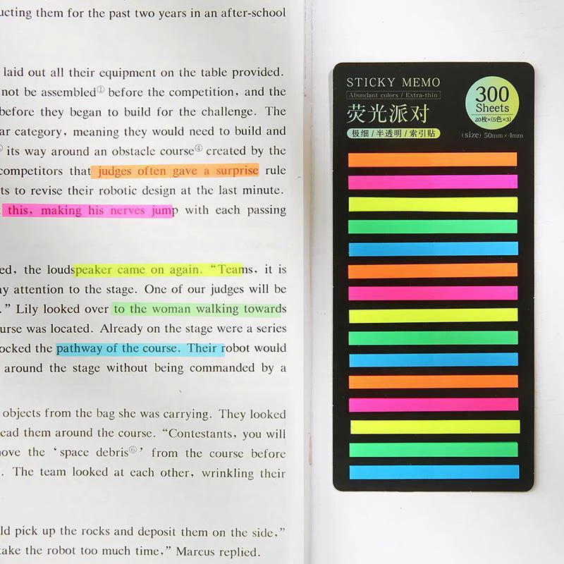 note adhésive colorée pour livre scolaire